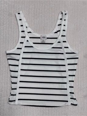 BDG Black & White Ribbed Striped Tank